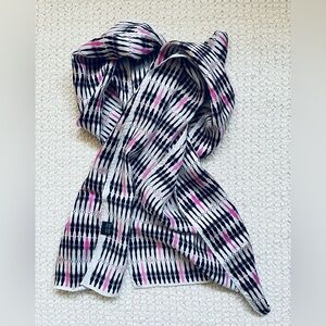 One  | 100% Silk | Breast Cancer Support Scarf | Black & Pink Silhouette Print